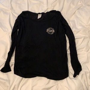 Black long sleeve PINK top with gold logo